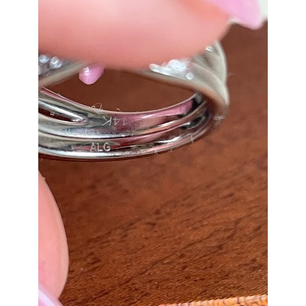 14 karat white gold, diamond halo engagement wedding ring set .61 center - Picture 11 of 16